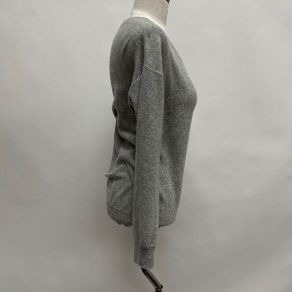 Kain Label Women's Sweater Petite Light Gray Crew Neck Drop Shoulder Long Sleeve - Picture 6 of 12
